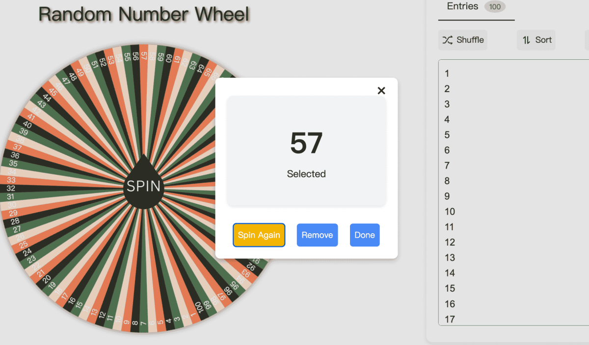 Random Number Wheel | Spin Your Generator from 1 to 100 - YourSpinner