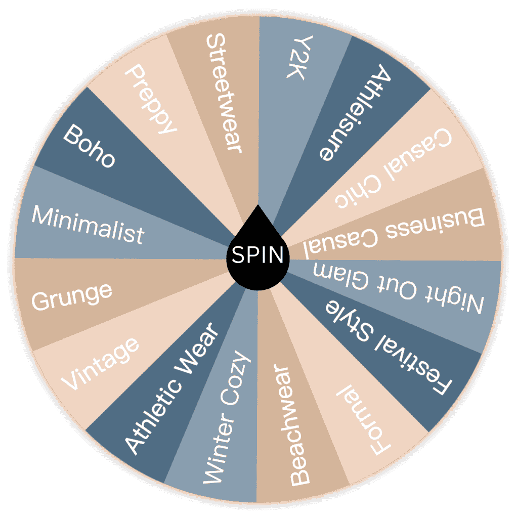 random aesthetic wheel for outfit and clothing